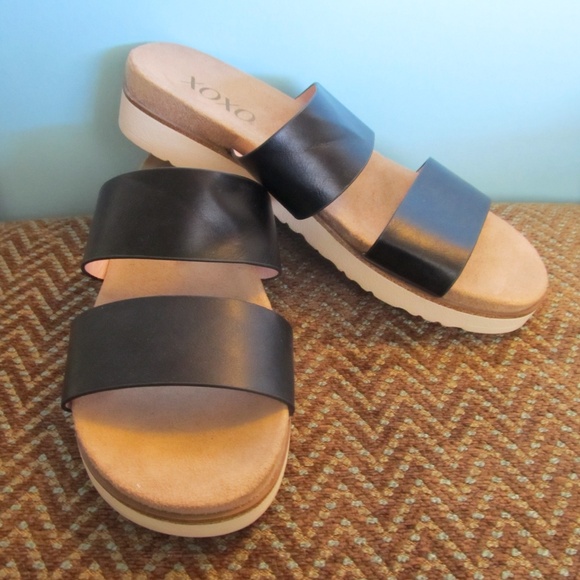 XOXO "Dylan" Slides Double Strapped Comfort Shoes - Picture 1 of 4